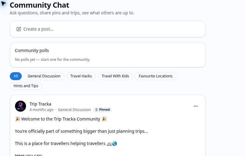 Trip Tracka Community topics and official welcome post